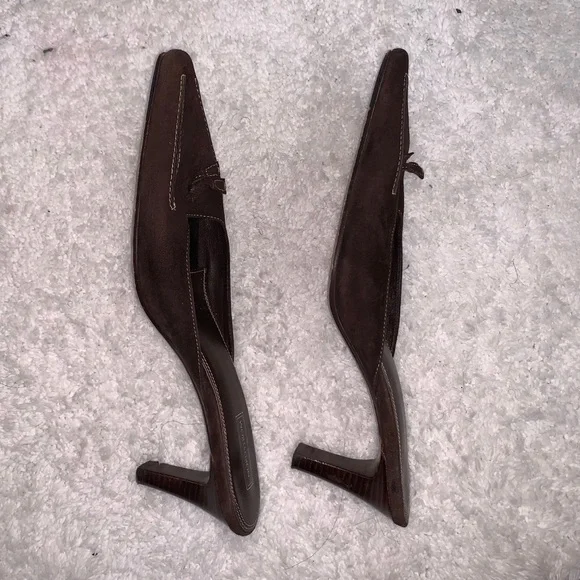 Nordstrom Chocolate Suede Mules with Tassel - Picture 3 of 6